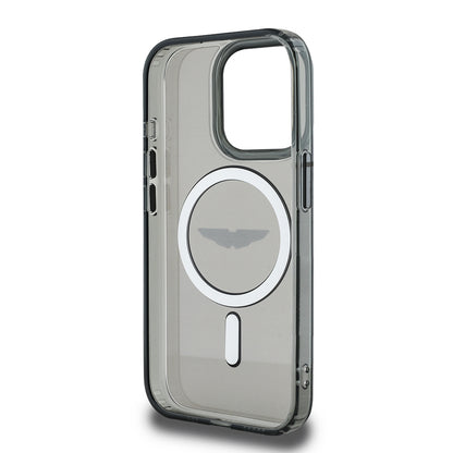 iPhone 15 Pro Max Kılıf Aston Martin Orjinal Lisanslı M-safe Şarj Özellikli IML Baskı Logolu Metal Düğmeli Kapak