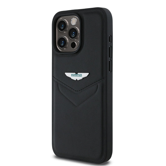 iPhone 15 Pro Max Kılıf Aston Martin Orjinal Lisanslı Victory Dizayn PU Deri Metal Logolu Kapak