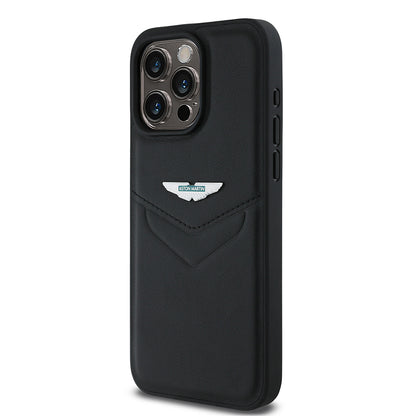 iPhone 15 Pro Max Kılıf Aston Martin Orjinal Lisanslı Victory Dizayn PU Deri Metal Logolu Kapak