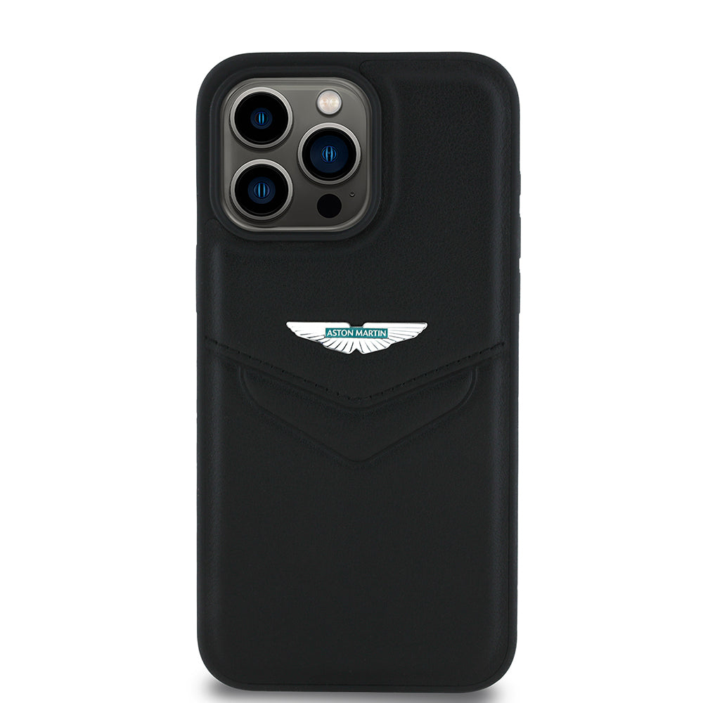 iPhone 15 Pro Max Kılıf Aston Martin Orjinal Lisanslı Victory Dizayn PU Deri Metal Logolu Kapak