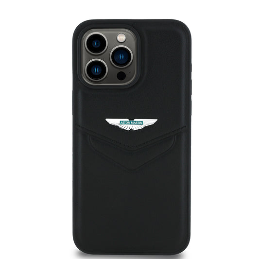 iPhone 15 Pro Max Kılıf Aston Martin Orjinal Lisanslı Victory Dizayn PU Deri Metal Logolu Kapak