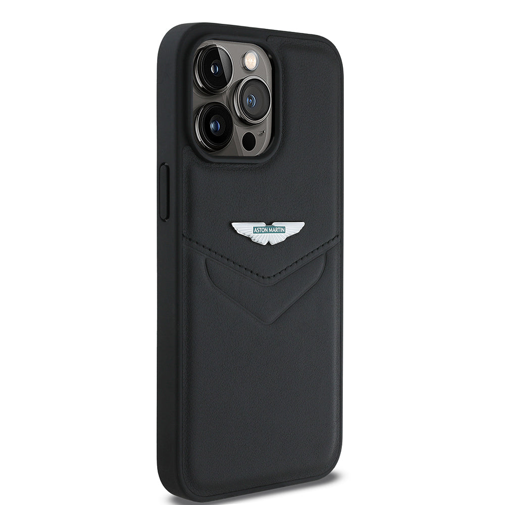 iPhone 15 Pro Max Kılıf Aston Martin Orjinal Lisanslı Victory Dizayn PU Deri Metal Logolu Kapak
