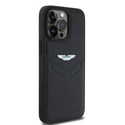 iPhone 15 Pro Max Kılıf Aston Martin Orjinal Lisanslı Victory Dizayn PU Deri Metal Logolu Kapak