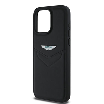 iPhone 15 Pro Max Kılıf Aston Martin Orjinal Lisanslı Victory Dizayn PU Deri Metal Logolu Kapak