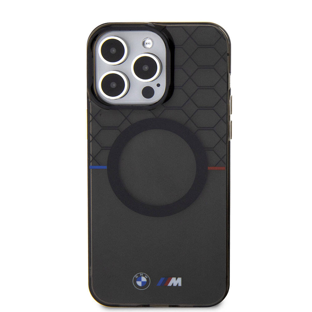 iPhone 15 Pro Max Kılıf BMW M-safe Şarj Özellikli Transparan M Dizayn Orjinal Lisanslı Kapak