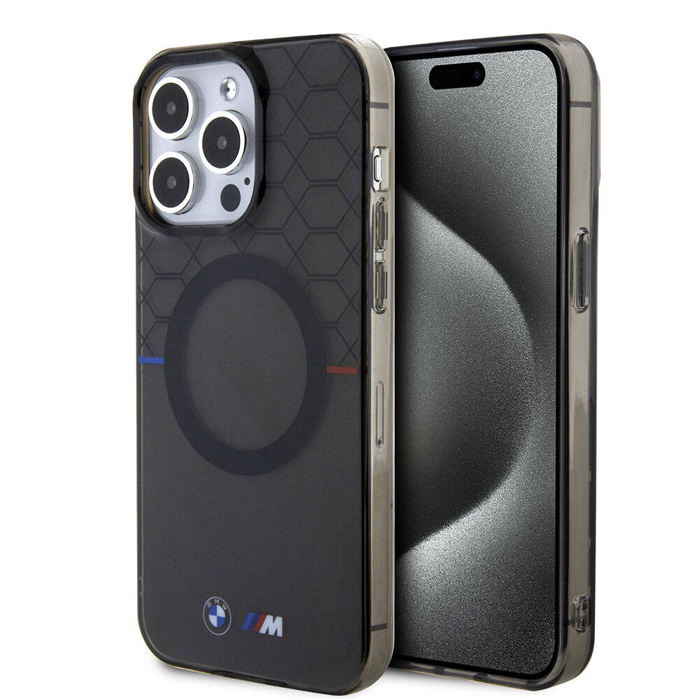 iPhone 15 Pro Max Kılıf BMW M-safe Şarj Özellikli Transparan M Dizayn Orjinal Lisanslı Kapak
