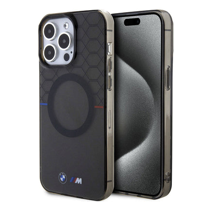 iPhone 15 Pro Max Kılıf BMW M-safe Şarj Özellikli Transparan M Dizayn Orjinal Lisanslı Kapak