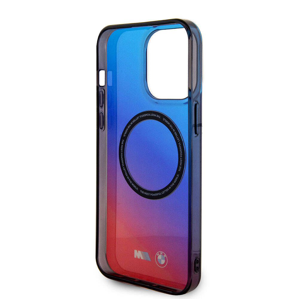 iPhone 15 Pro Max Kılıf BMW M-safe Şarj Özellikli Transparan Renk Geçişli Dizayn Orjinal Lisanslı Kapak
