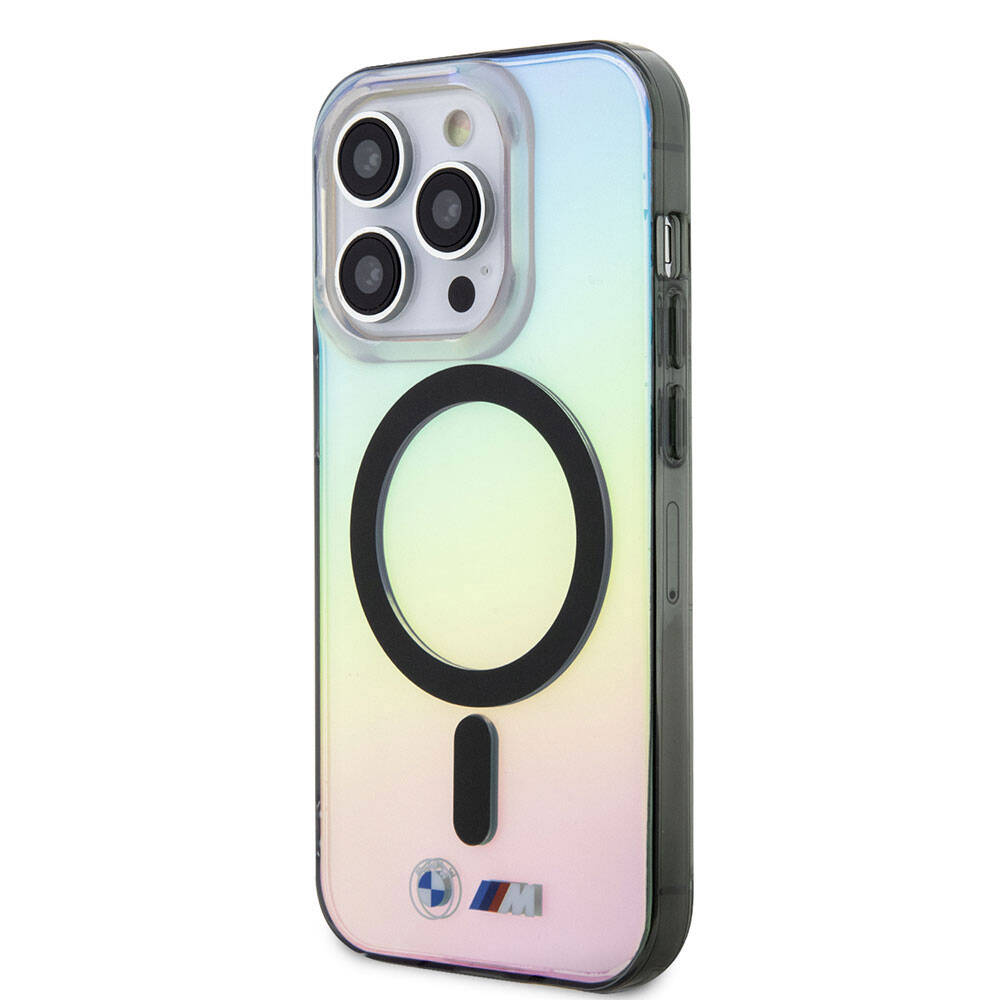 iPhone 15 Pro Max Kılıf BMW M-safe Şarj Özellikli Transparan Renk Geçişli Iridescent Orjinal Lisanslı Kapak