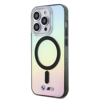 iPhone 15 Pro Max Kılıf BMW M-safe Şarj Özellikli Transparan Renk Geçişli Iridescent Orjinal Lisanslı Kapak