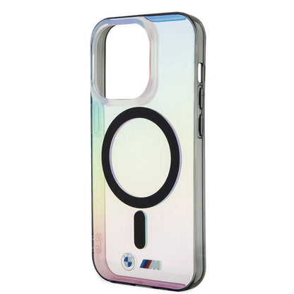 iPhone 15 Pro Max Kılıf BMW M-safe Şarj Özellikli Transparan Renk Geçişli Iridescent Orjinal Lisanslı Kapak