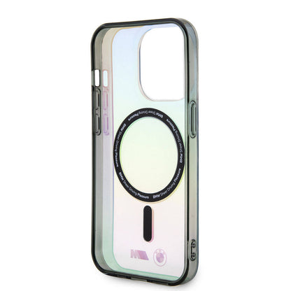 iPhone 15 Pro Max Kılıf BMW M-safe Şarj Özellikli Transparan Renk Geçişli Iridescent Orjinal Lisanslı Kapak
