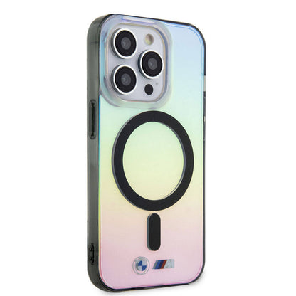 iPhone 15 Pro Max Kılıf BMW M-safe Şarj Özellikli Transparan Renk Geçişli Iridescent Orjinal Lisanslı Kapak