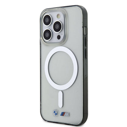 iPhone 15 Pro Max Kılıf BMW M-safe Şarj Özellikli Transparan Silver Ring Orjinal Lisanslı Kapak