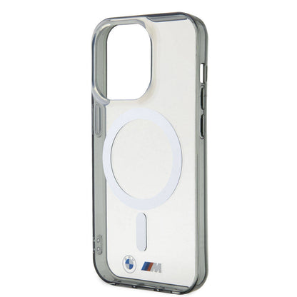 iPhone 15 Pro Max Kılıf BMW M-safe Şarj Özellikli Transparan Silver Ring Orjinal Lisanslı Kapak