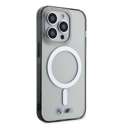 iPhone 15 Pro Max Kılıf BMW M-safe Şarj Özellikli Transparan Silver Ring Orjinal Lisanslı Kapak