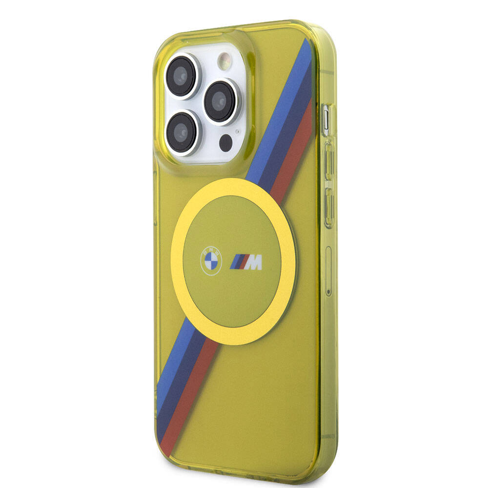 iPhone 15 Pro Max Kılıf BMW M-safe Şarj Özellikli Transparan Tricolor Stripes Orjinal Lisanslı Kapak