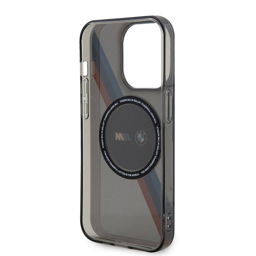 iPhone 15 Pro Max Kılıf BMW M-safe Şarj Özellikli Transparan Tricolor Stripes Orjinal Lisanslı Kapak