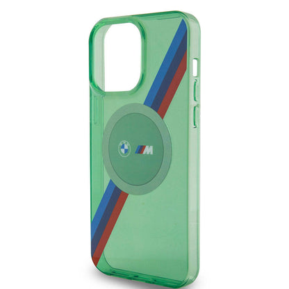 iPhone 15 Pro Max Kılıf BMW M-safe Şarj Özellikli Transparan Tricolor Stripes Orjinal Lisanslı Kapak