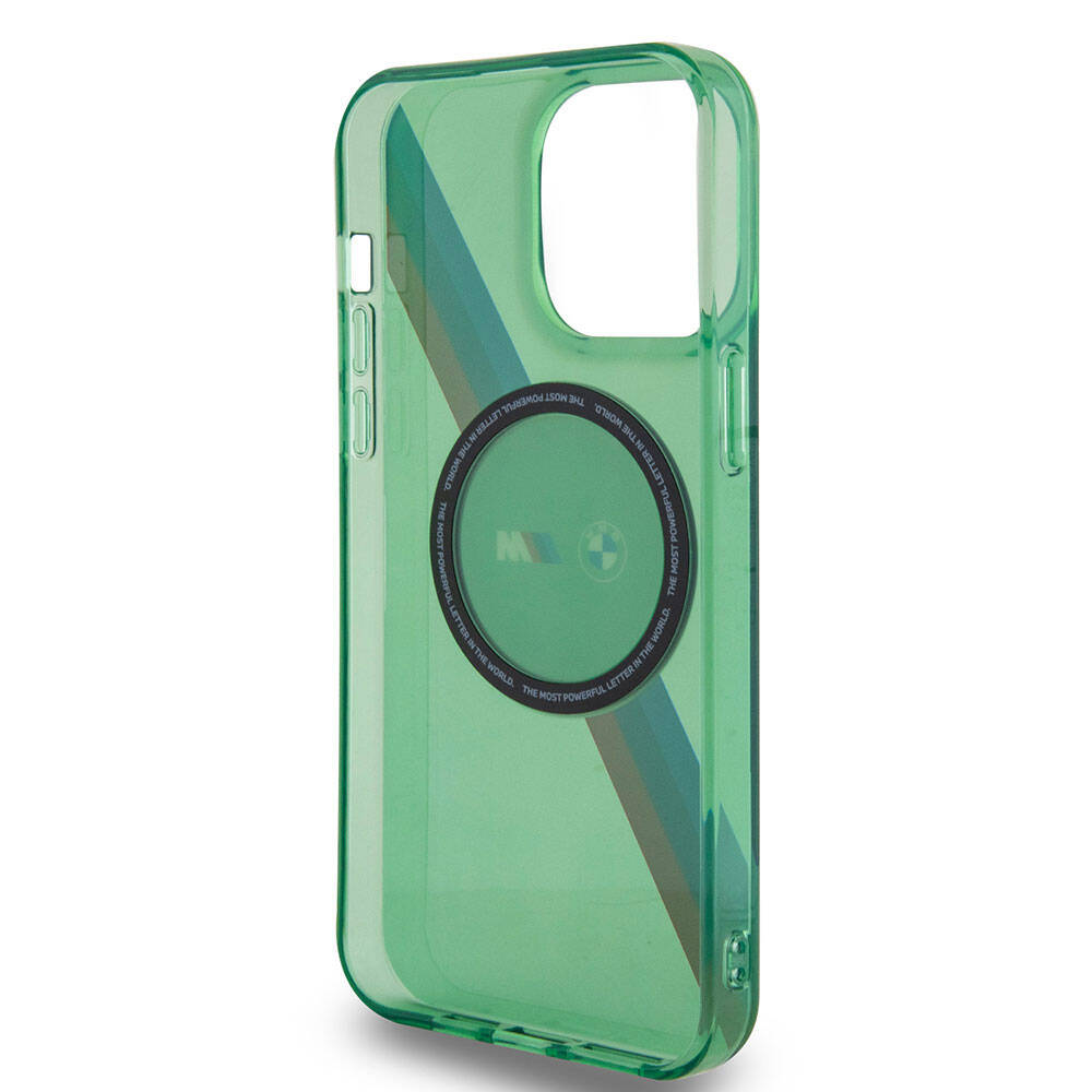 iPhone 15 Pro Max Kılıf BMW M-safe Şarj Özellikli Transparan Tricolor Stripes Orjinal Lisanslı Kapak