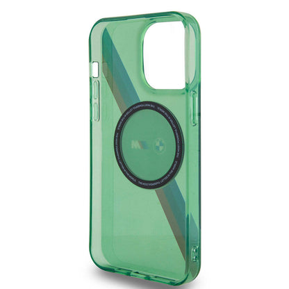 iPhone 15 Pro Max Kılıf BMW M-safe Şarj Özellikli Transparan Tricolor Stripes Orjinal Lisanslı Kapak