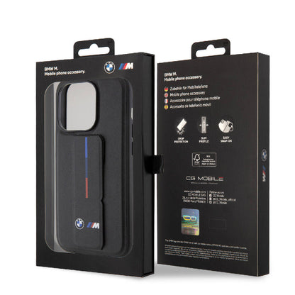 iPhone 15 Pro Max Kılıf BMW Orjinal Lisanslı M Şerit ve Logolu Standlı Kapak