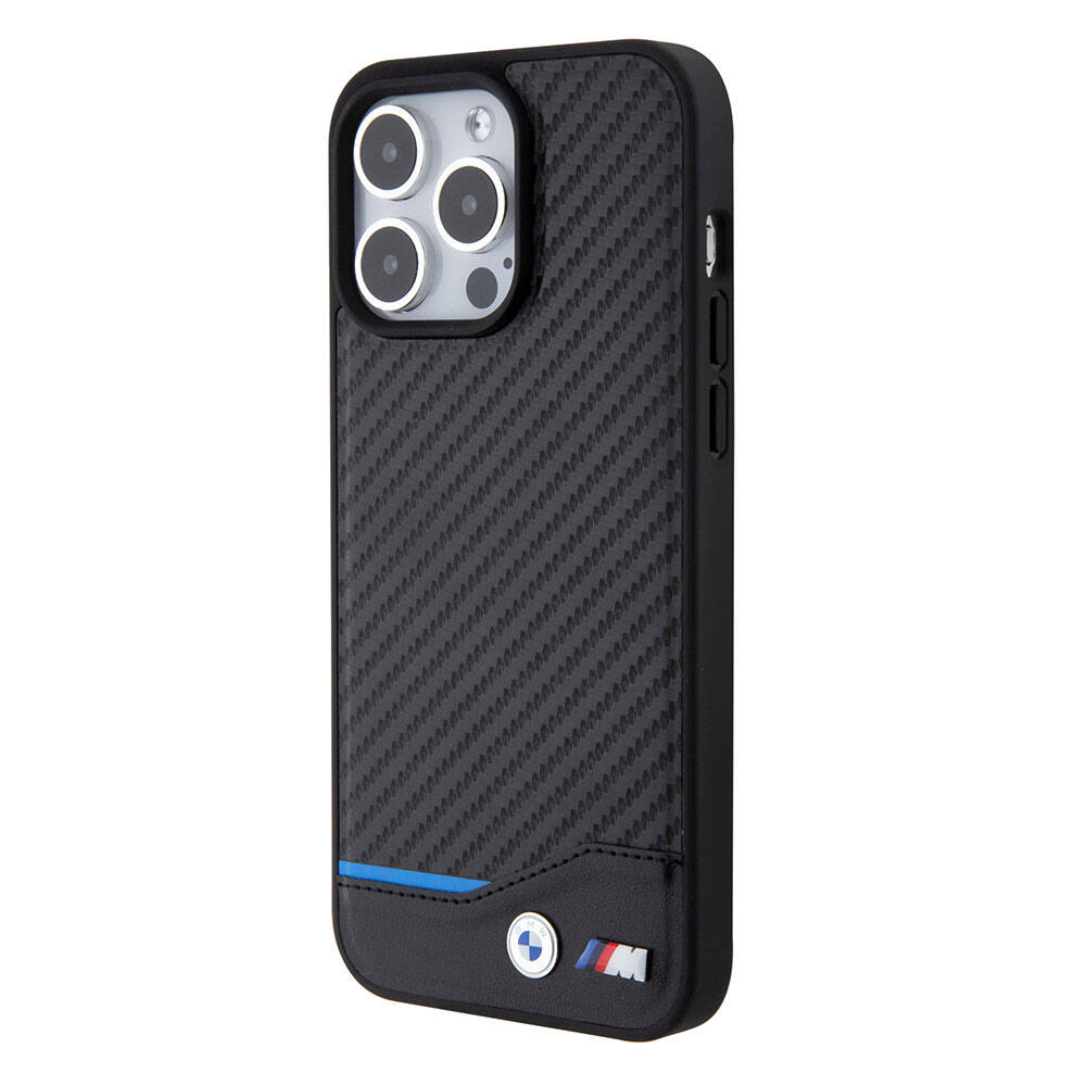 iPhone 15 Pro Max Kılıf BMW Orjinal Lisanslı M-safe Şarj Özellikli M Logolu PU Karbon Kapak