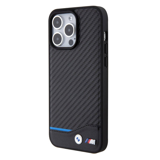 iPhone 15 Pro Max Kılıf BMW Orjinal Lisanslı M-safe Şarj Özellikli M Logolu PU Karbon Kapak