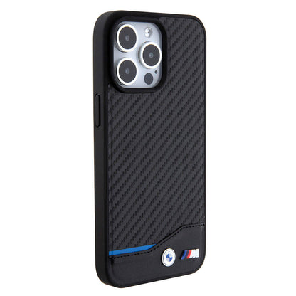 iPhone 15 Pro Max Kılıf BMW Orjinal Lisanslı M-safe Şarj Özellikli M Logolu PU Karbon Kapak