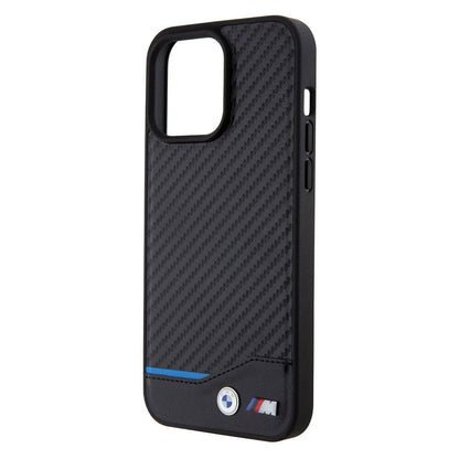 iPhone 15 Pro Max Kılıf BMW Orjinal Lisanslı M-safe Şarj Özellikli M Logolu PU Karbon Kapak
