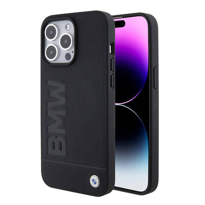 iPhone 15 Pro Max Kılıf BMW Orjinal Lisanslı M-safe Şarj Özellikli Sıcak Damga Logolu Deri Kapak
