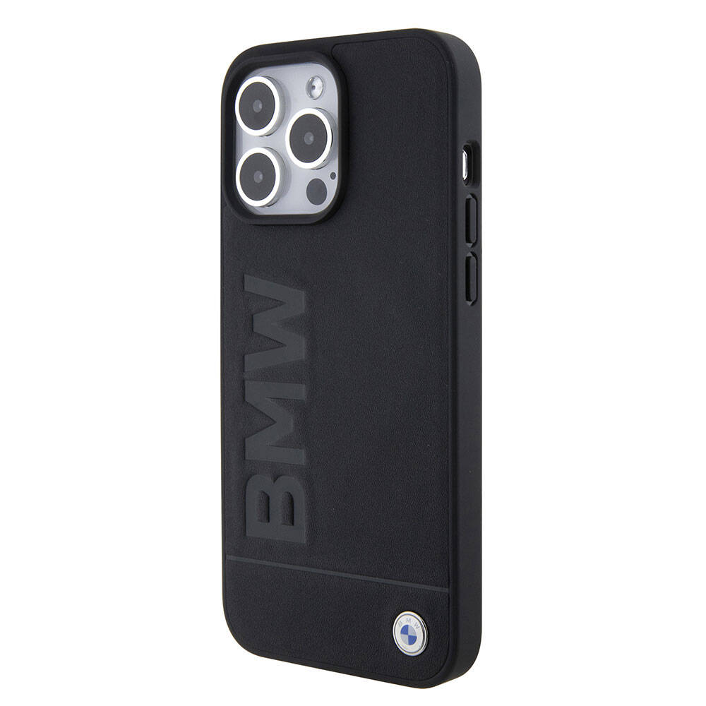 iPhone 15 Pro Max Kılıf BMW Orjinal Lisanslı M-safe Şarj Özellikli Sıcak Damga Logolu Deri Kapak