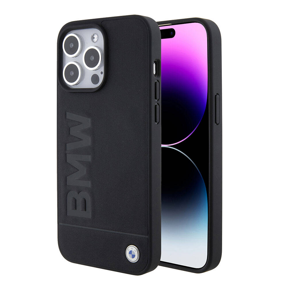iPhone 15 Pro Max Kılıf BMW Orjinal Lisanslı M-safe Şarj Özellikli Sıcak Damga Logolu Deri Kapak