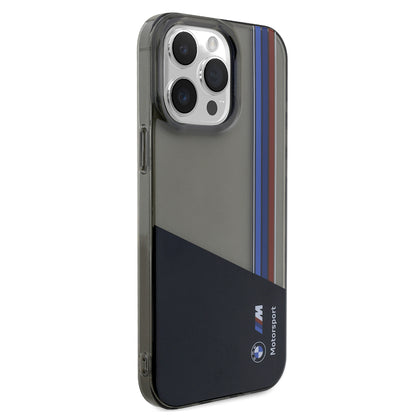 iPhone 15 Pro Max Kılıf BMW Orjinal Lisanslı Yarı Transparan M Dizayn Çizgili Kapak