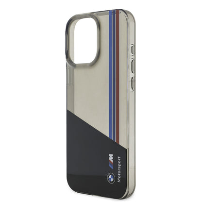 iPhone 15 Pro Max Kılıf BMW Orjinal Lisanslı Yarı Transparan M Dizayn Çizgili Kapak
