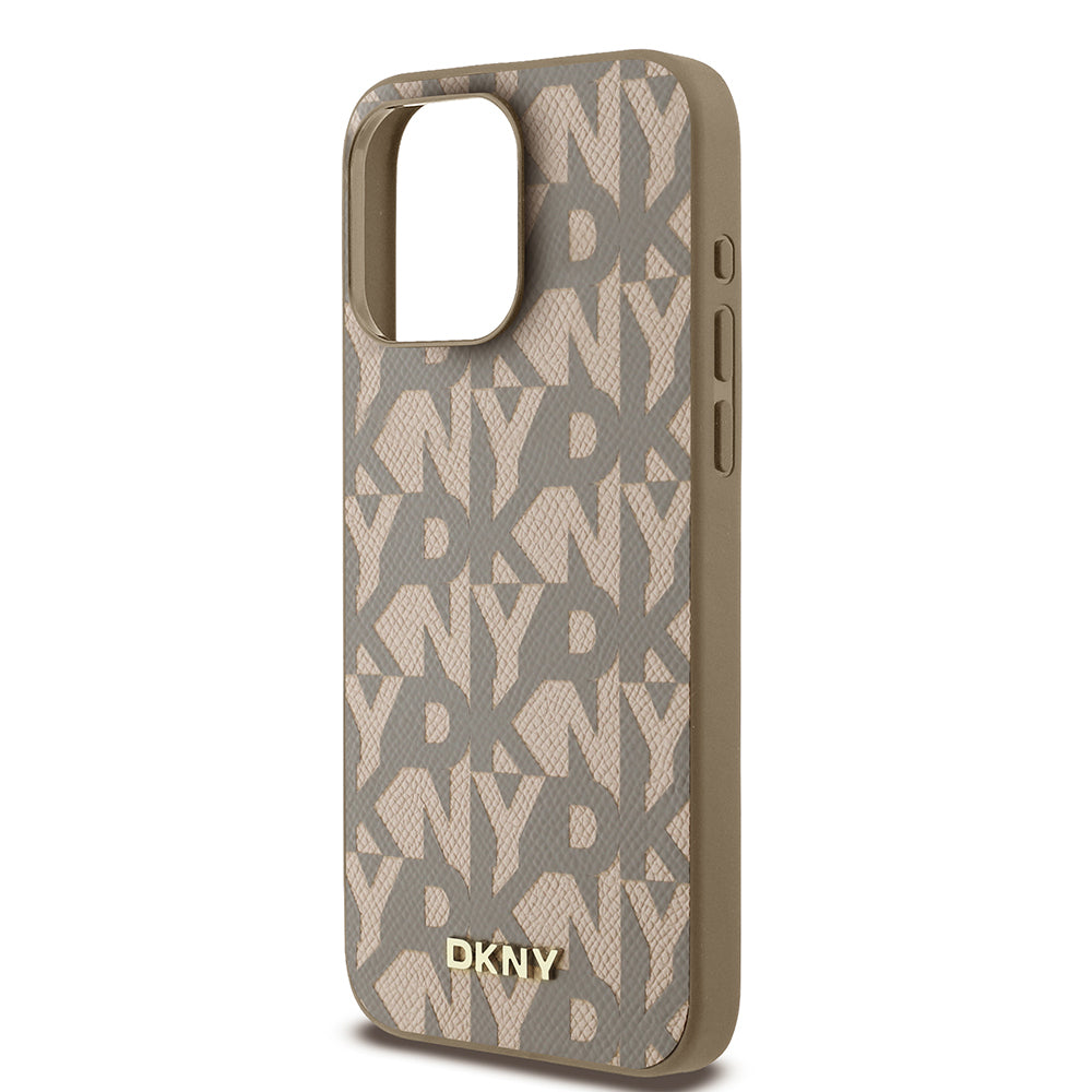 iPhone 15 Pro Max Kılıf DKNY Orjinal Lisanslı M-safe Şarj Özellikli 3D Yazılı Grid Pattern Kapak