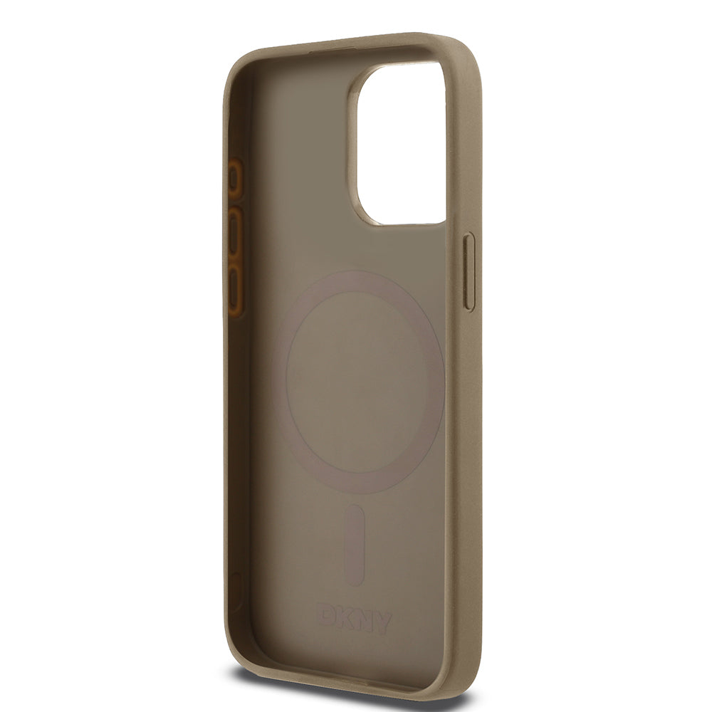 iPhone 15 Pro Max Kılıf DKNY Orjinal Lisanslı M-safe Şarj Özellikli 3D Yazılı Grid Pattern Kapak