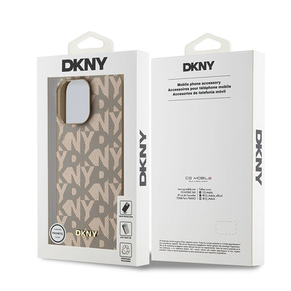 iPhone 15 Pro Max Kılıf DKNY Orjinal Lisanslı M-safe Şarj Özellikli 3D Yazılı Grid Pattern Kapak