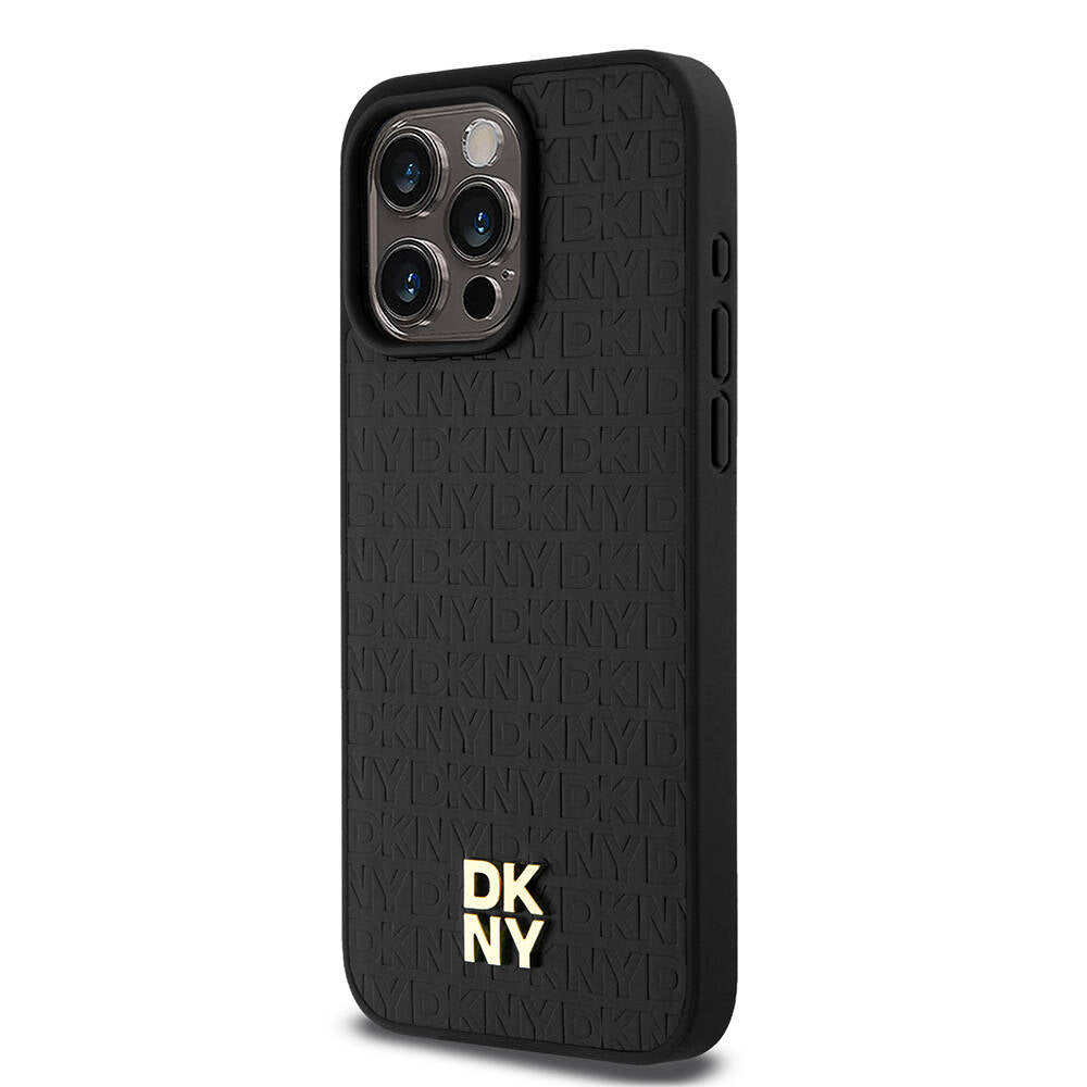 iPhone 15 Pro Max Kılıf DKNY Orjinal Lisanslı M-safe Şarj Özellikli 3D Yazılı Repeat Pattern Kapak