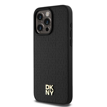 iPhone 15 Pro Max Kılıf DKNY Orjinal Lisanslı M-safe Şarj Özellikli 3D Yazılı Repeat Pattern Kapak