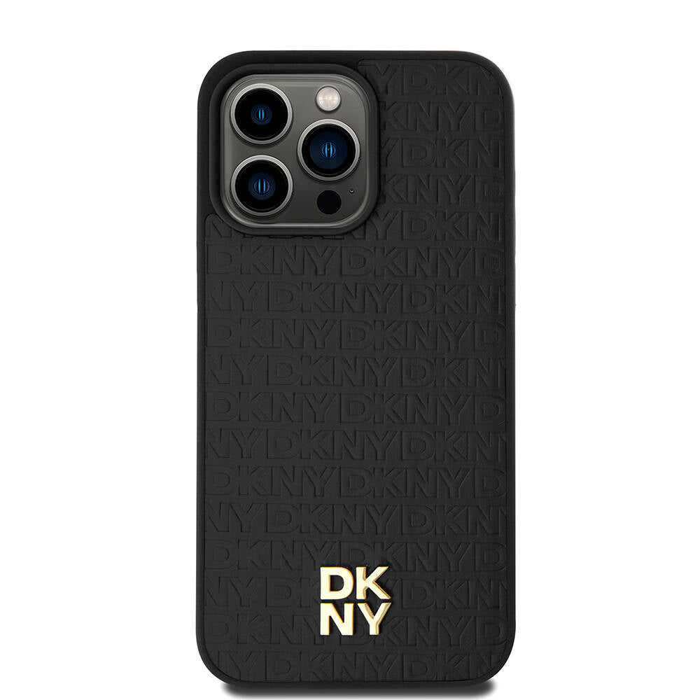 iPhone 15 Pro Max Kılıf DKNY Orjinal Lisanslı M-safe Şarj Özellikli 3D Yazılı Repeat Pattern Kapak