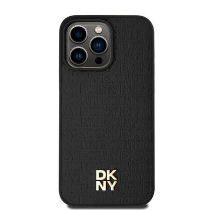 iPhone 15 Pro Max Kılıf DKNY Orjinal Lisanslı M-safe Şarj Özellikli 3D Yazılı Repeat Pattern Kapak
