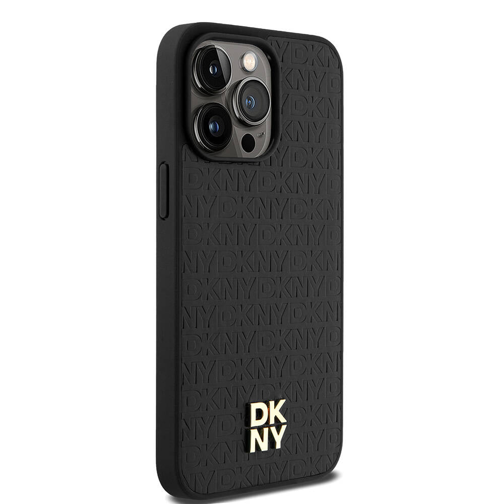 iPhone 15 Pro Max Kılıf DKNY Orjinal Lisanslı M-safe Şarj Özellikli 3D Yazılı Repeat Pattern Kapak