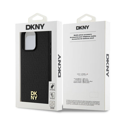 iPhone 15 Pro Max Kılıf DKNY Orjinal Lisanslı M-safe Şarj Özellikli 3D Yazılı Repeat Pattern Kapak