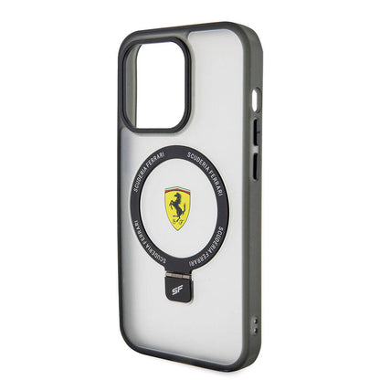iPhone 15 Pro Max Kılıf Ferrari M-safe Şarj Özellikli Standlı Buzlu Yüzey Dizayn Kapak