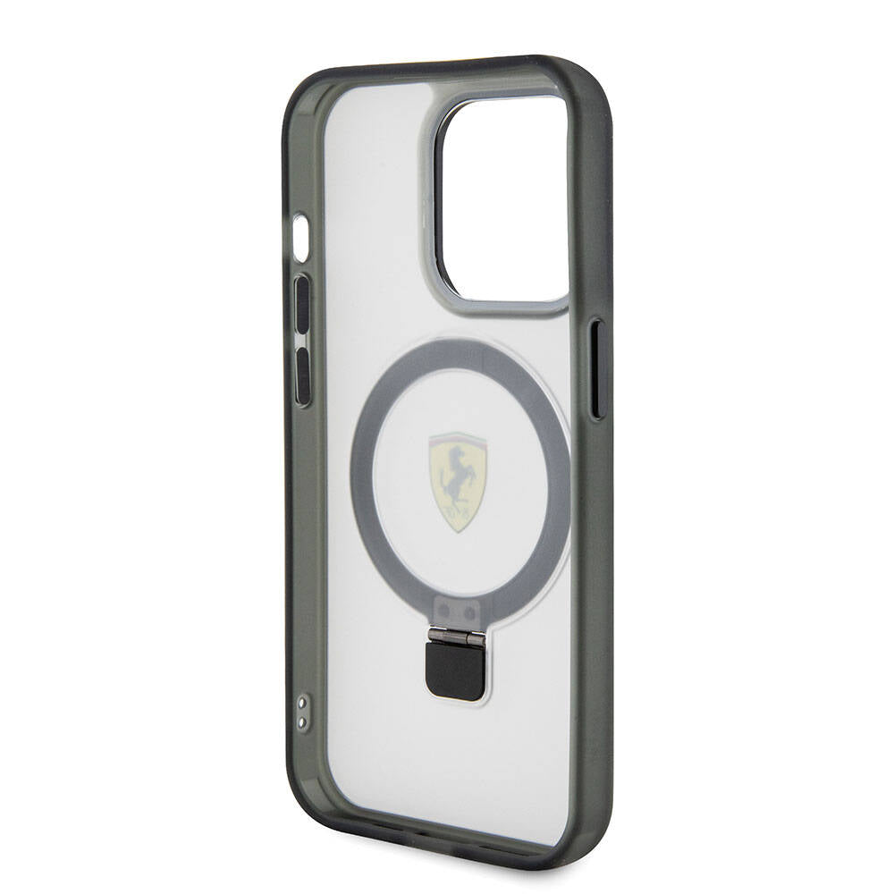 iPhone 15 Pro Max Kılıf Ferrari M-safe Şarj Özellikli Standlı Buzlu Yüzey Dizayn Kapak