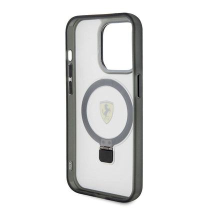 iPhone 15 Pro Max Kılıf Ferrari M-safe Şarj Özellikli Standlı Buzlu Yüzey Dizayn Kapak