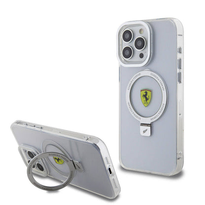 iPhone 15 Pro Max Kılıf Ferrari M-safe Şarj Özellikli Standlı Buzlu Yüzey Dizayn Kapak