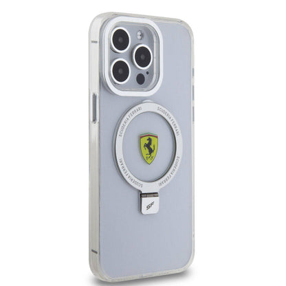 iPhone 15 Pro Max Kılıf Ferrari M-safe Şarj Özellikli Standlı Buzlu Yüzey Dizayn Kapak