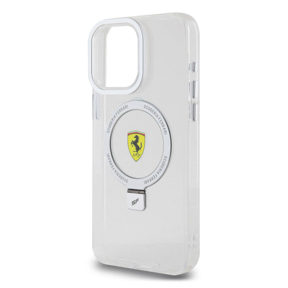 iPhone 15 Pro Max Kılıf Ferrari M-safe Şarj Özellikli Standlı Buzlu Yüzey Dizayn Kapak